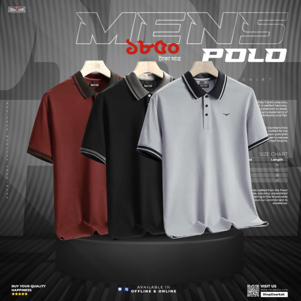 Daar-kak Classic Solid Color Polo Shirt - Combo of 3 - RDK-101 RDK-102 RDK-104